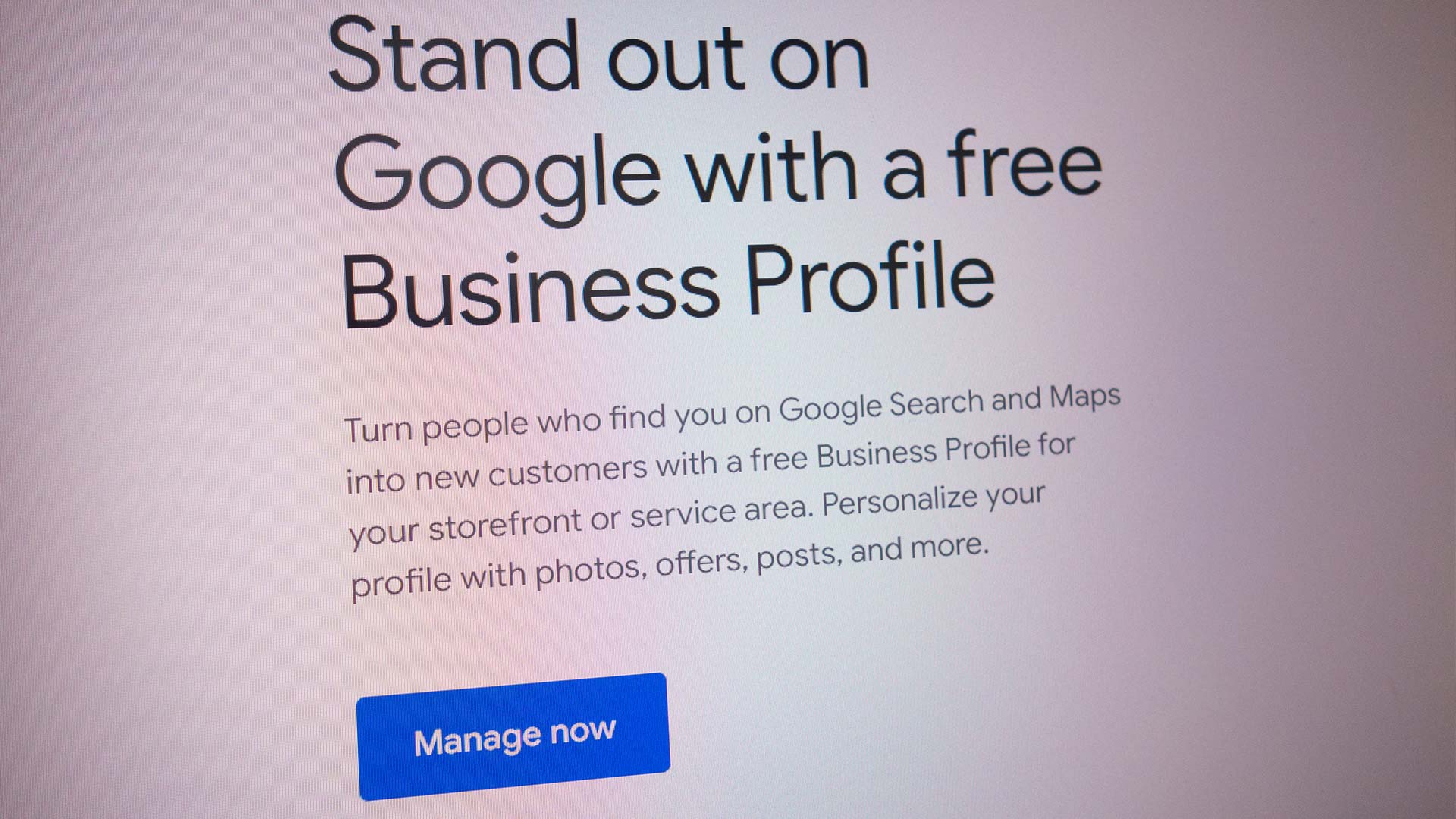 Screenshot of the Google Business Profile setup interface.