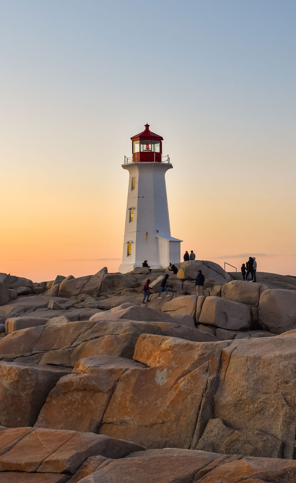 A scenic view of the iconic Peggy's Cove lighthouse.