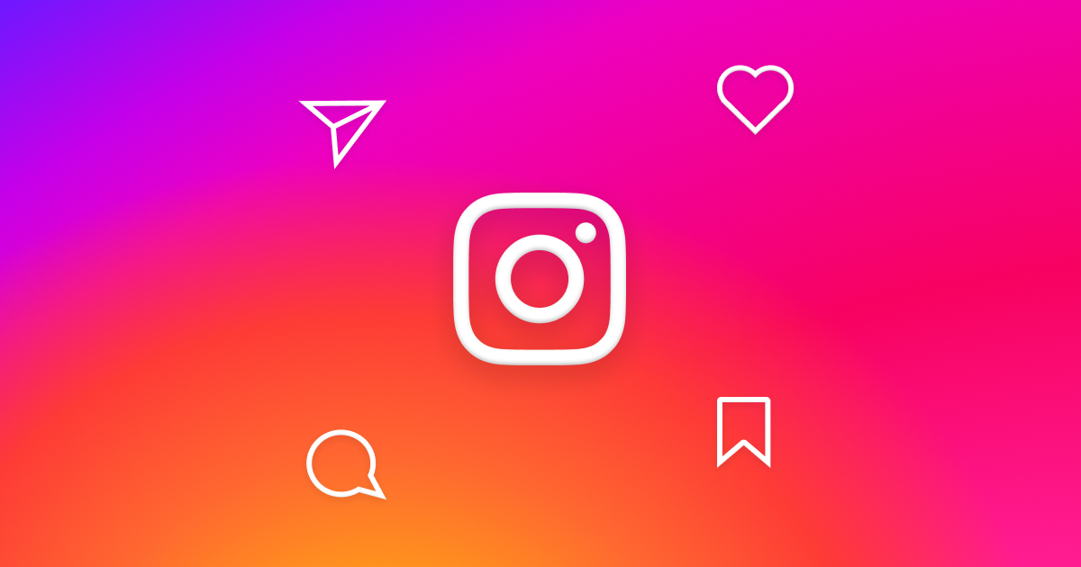 Instagram features post image with a graphic which features brand Instagram gradient with the company logo and icons