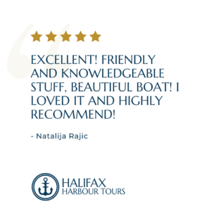 A graphic showing a positive customer review for Halifax Harbour Tours